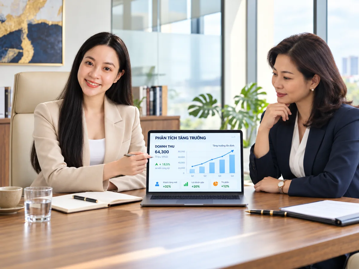Chuyên gia Diệu Tâm tư vấn doanh nghiệp qua báo cáo phân tích tăng trưởng