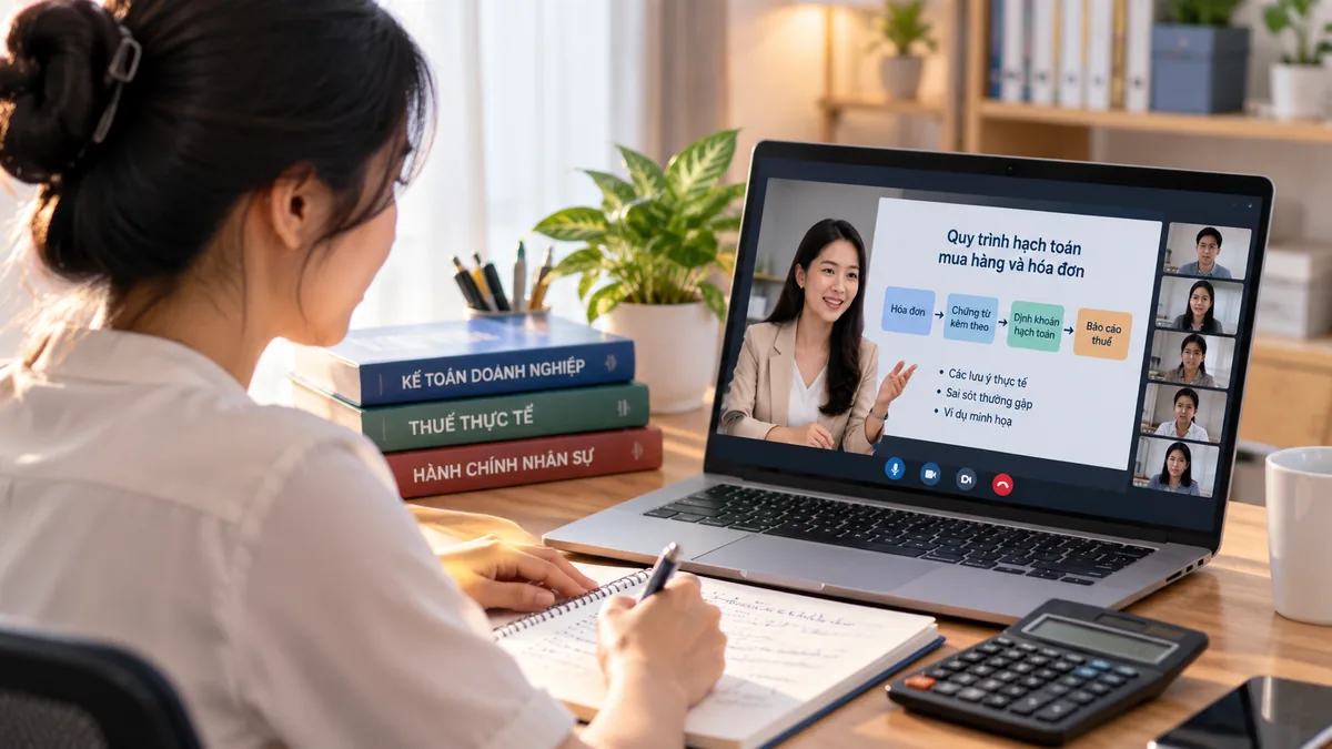 Học viên tham gia buổi học kế toán thực chiến cùng giảng viên Diệu Tâm